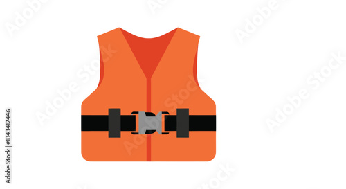 Orange life vest with black strap & silver buckle