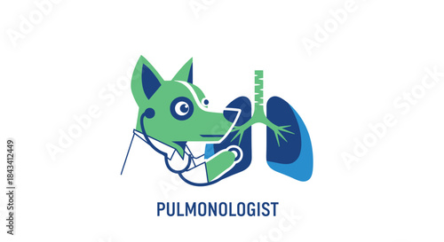 Whimsical pulmonologist dog with stethoscope examines lungs
