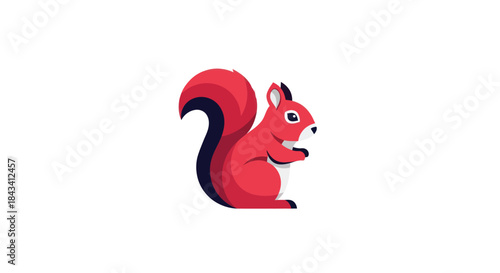 Stylized, cute, red squirrel illustration