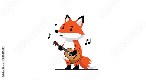 Cartoon fox playing guitar