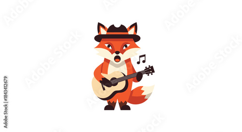 Cartoon fox playing guitar (1)