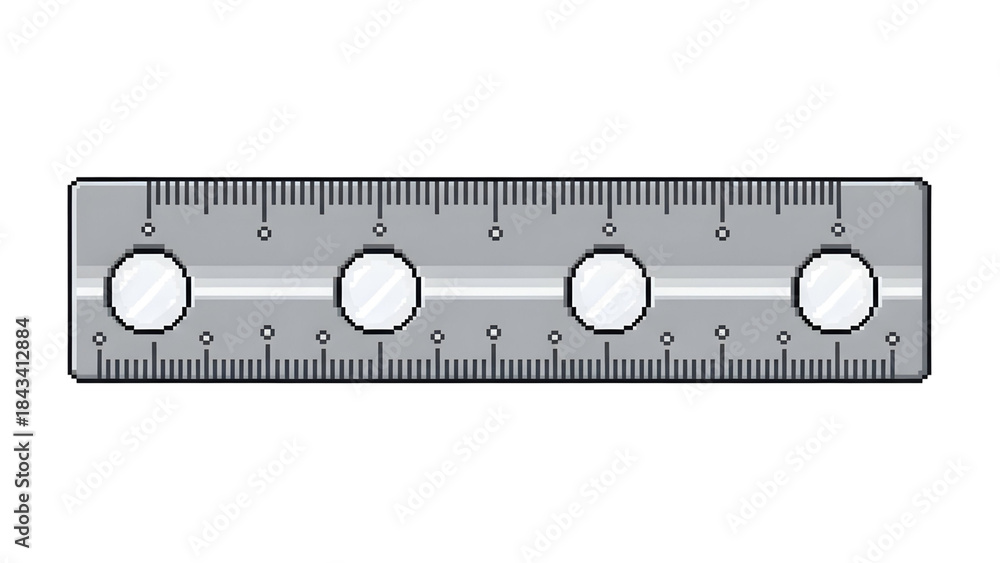 Fototapeta premium Ruler pixel icon for measurement, precision work, drafting, and office stationery