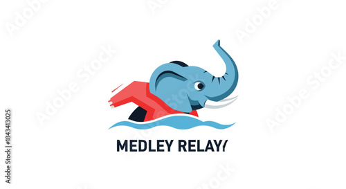 A cartoon elephant in swimming gear