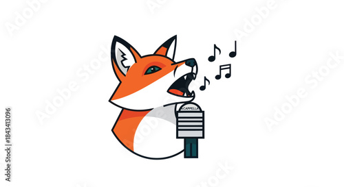 Singing fox with microphone