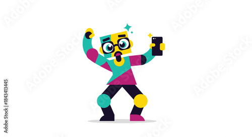 Geometric person taking a selfie