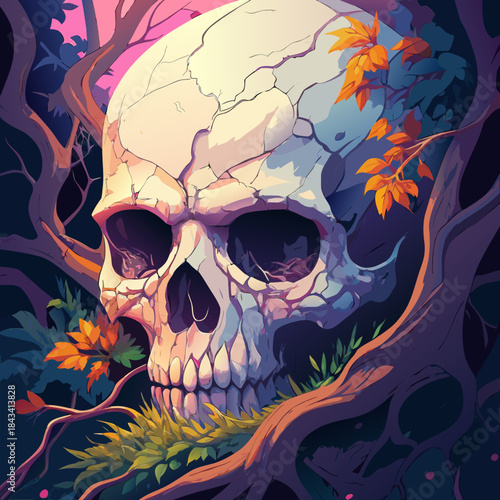 teschio fra le foglie 04