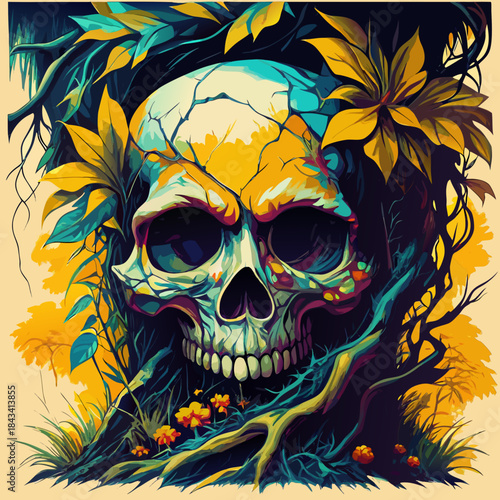 teschio fra le foglie 02