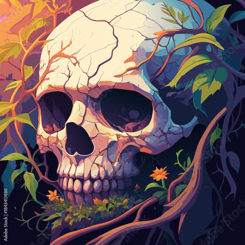 teschio fra le foglie 01