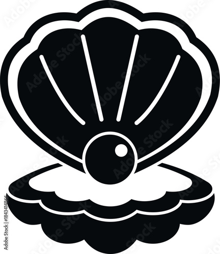Open seashell showing pearl icon vector clip art