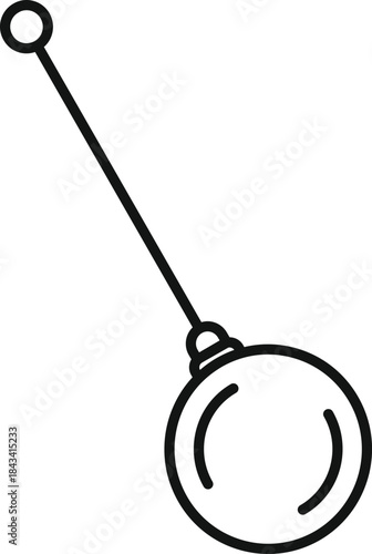 Pendulum swinging line art vector icon illustrating hypnosis and trance
