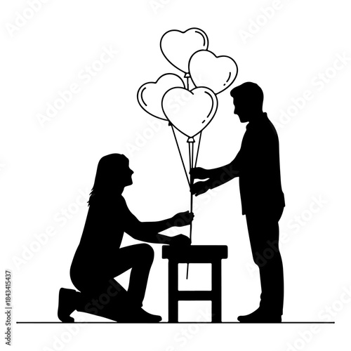 Couple giving heart balloons illustration Vector