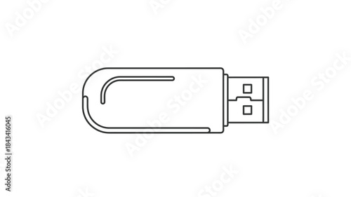 Simple outline illustration of a standard usb flash drive device