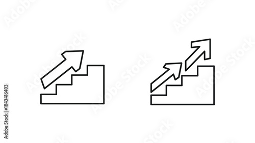 Simple illustration of two staircases with arrows indicating upward progression