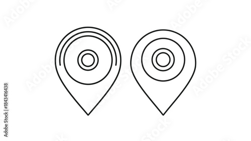 Two black and white map marker icons displayed side by side
