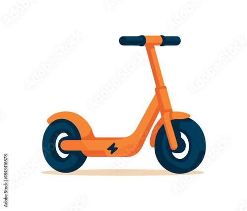 Flat vector illustration of bright electric scooter with bold wheels and handlebar rounded form clean vector style