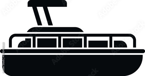 Pontoon boat vector silhouette representing water leisure and activities