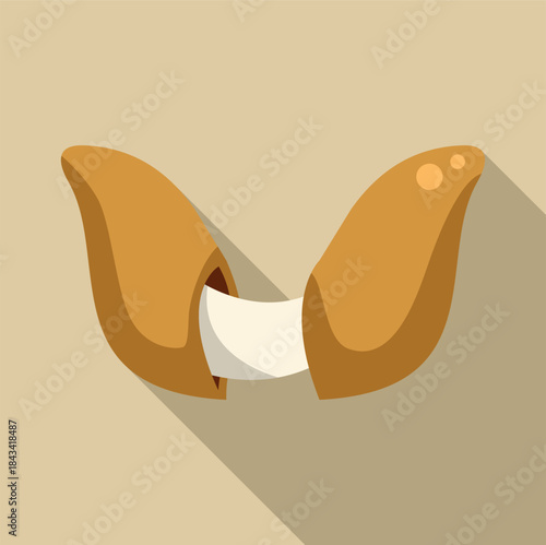 Fortune cookie with a paper slip emerging, representing luck and wishes