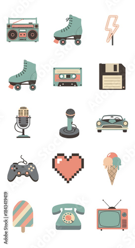 Retro Nostalgia - Vintage Icons of the 80s and 90s Pop Culture.