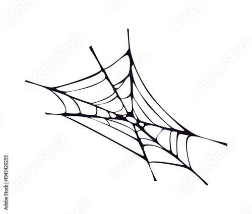 Cartoon Halloween spooky cobweb or spider web net. Horror celebration hanging spider web decoration, autumn holiday spooky spiderweb vector net. Fall season scary cobweb decor element or thread