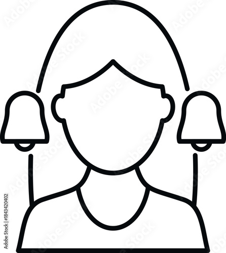 Person having tinnitus ringing in ears, hearing loss, and ear sound icon