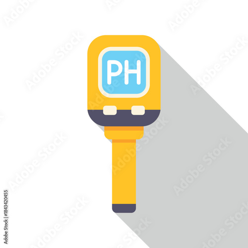 Yellow digital ph meter on a white background, measuring acidity