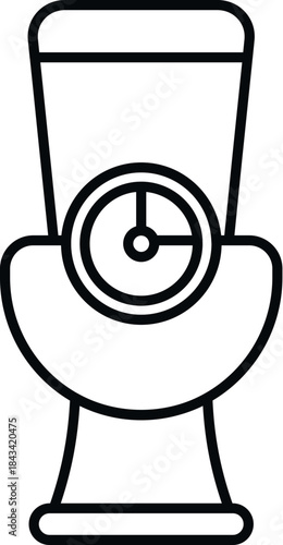 Toilet bowl with a clock icon symbolizing bathroom time management or digestion issues