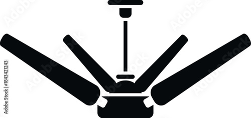 Ceiling fan silhouette providing home airflow cooling ventilation