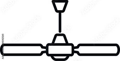 Ceiling fan line art outline on a white background representing air circulation