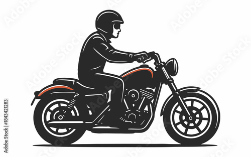 Illustration of a classic cruiser motorcycle rider