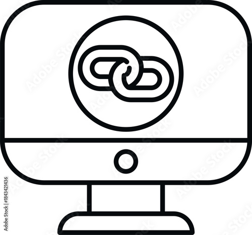 Computer screen showing a link icon, representing a backlink strategy or digital connections