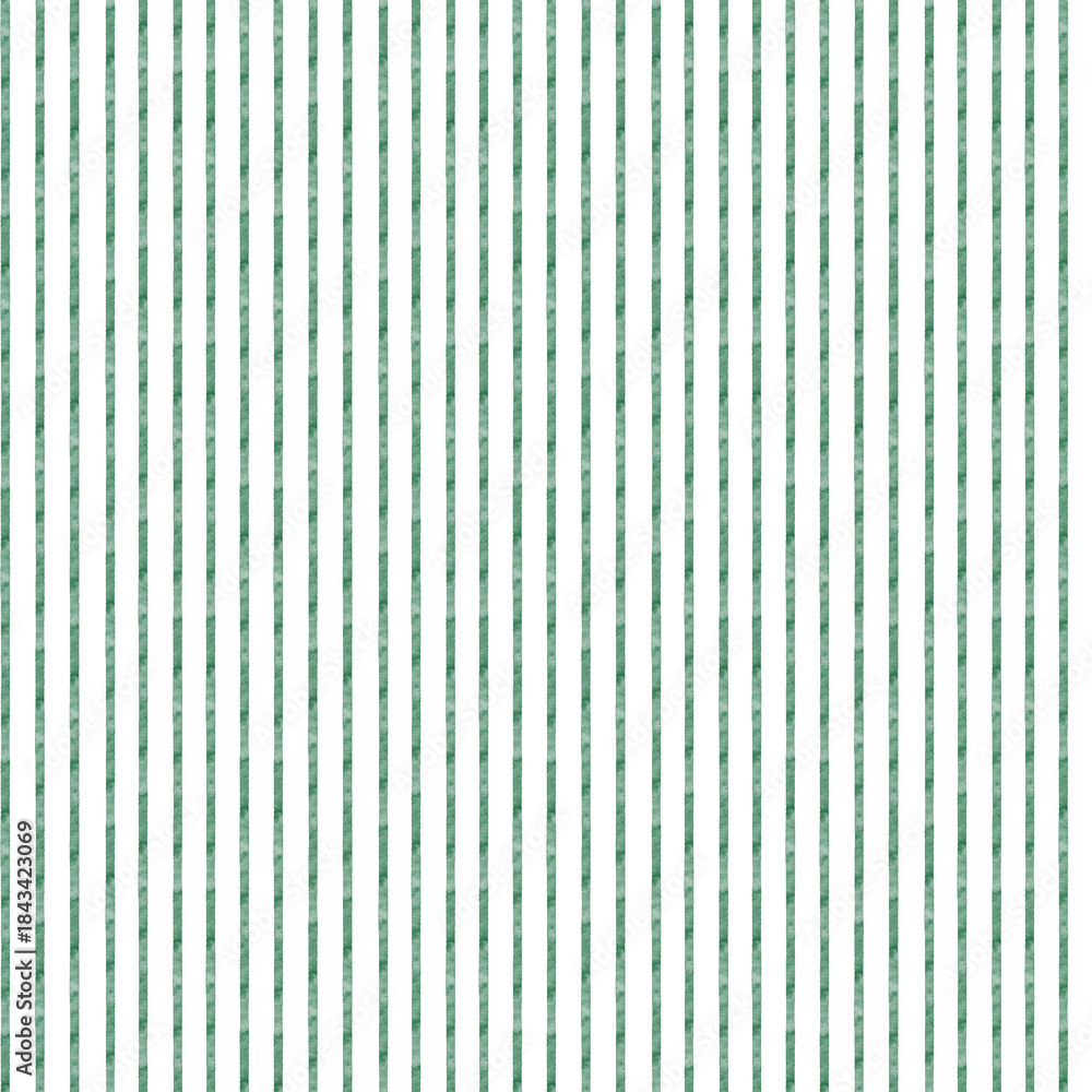Obraz premium Green striped watercolor pattern. Hand painted background with tiny lines.