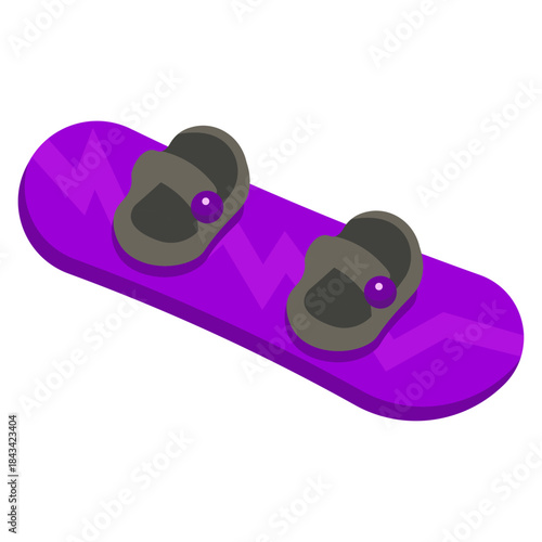 A vibrant purple snowboard with gray bindings, ideal for winter sports and outdoor adventures, showcasing a sleek design for recreational and professional use