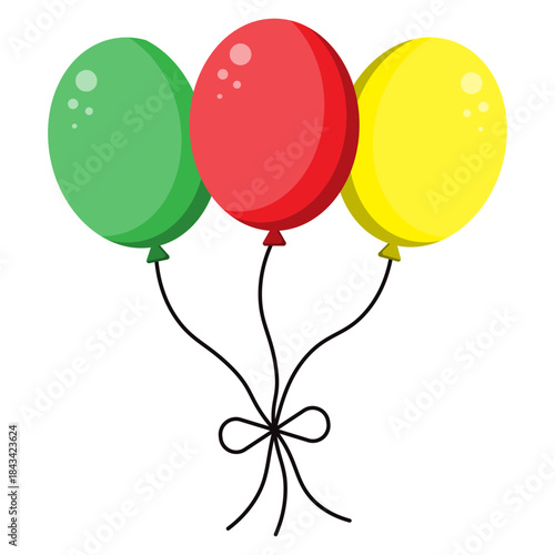Vibrant Balloons A Festive Arrangement of Green, Red, and Yellow for Celebrations and Joyful Occasions