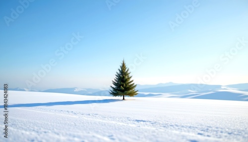 Wallpaper Mural A solitary evergreen tree standing tall amidst a vast snow-covered landscape under a clear blue sky, evokes feelings of tranquility and solitude Torontodigital.ca