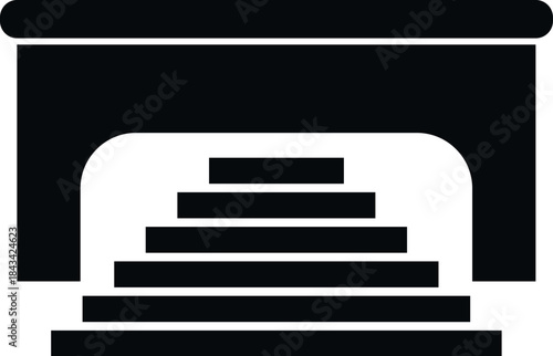 Abstract icon showing a tomb or monument entrance with ascending stairs