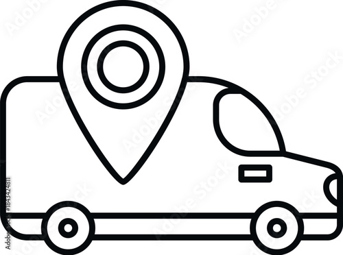 Delivery van representing real time package tracking and shipping logistics