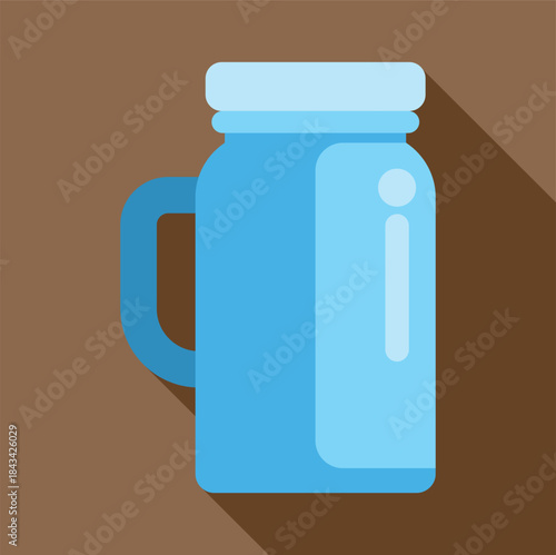 Blue stylized mason jar with handle and lid for drinks