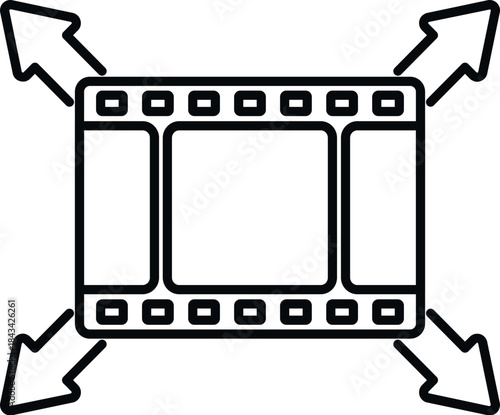 Filmstrip icon with arrows indicating a video player expanding to fullscreen mode