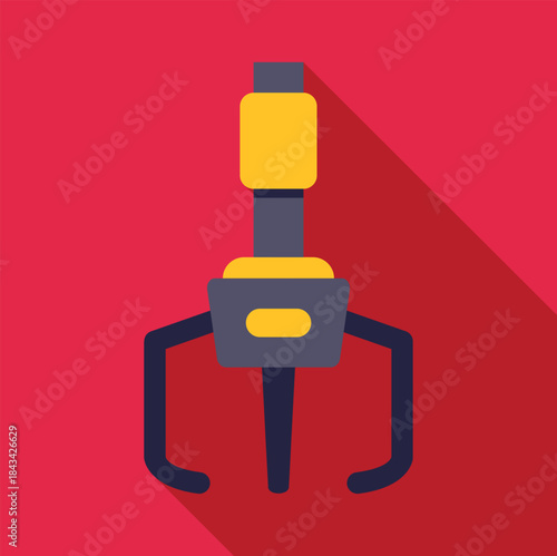 Robotic claw machine grabber icon in flat design with long shadow