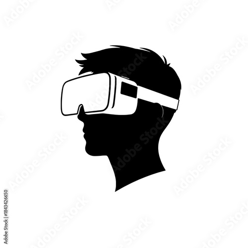 Augmented Reality Glasses On Head Silhouette