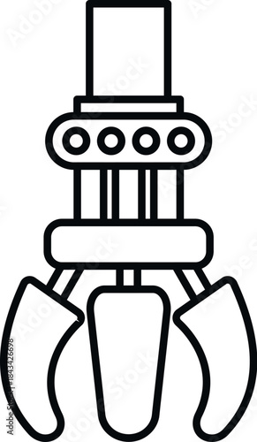 Robotic claw or grabber mechanism in outline style