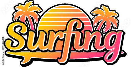 surfing beach tropical paradise style typography editable text effect font type template lettering