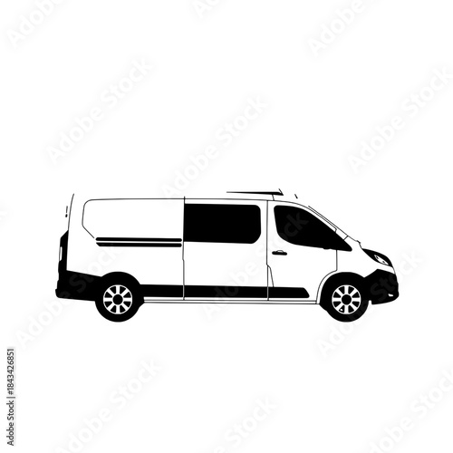 Autonomous Delivery Van Route Map Silhouette