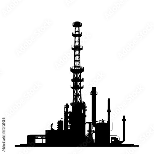 Biofuel Refinery Tower Silhouette