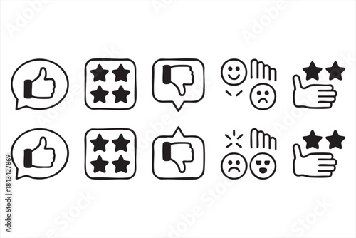 Thumbs Up and Star Review Icons for Customer Feedback Systems