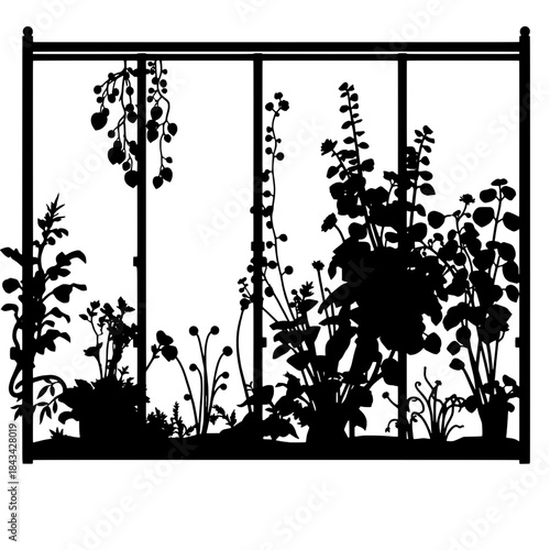 Close-up of Vertical Farm Plants Growing Silhouette