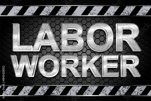 labor worker day silver metal steel typography lettering editable text effect font style template design