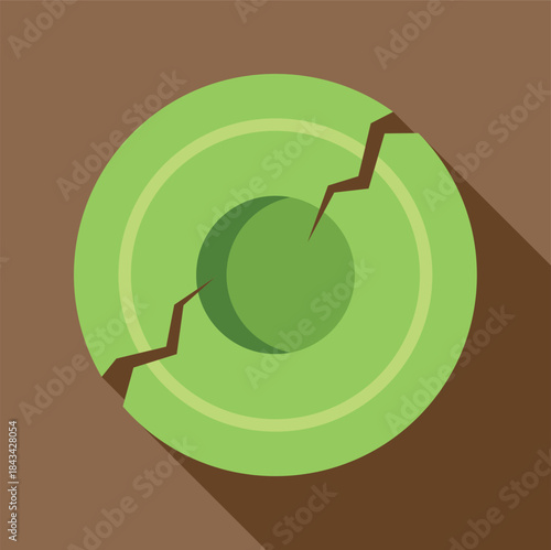 Earth icon showing a crack symbolizing earthquake, disaster, and destruction