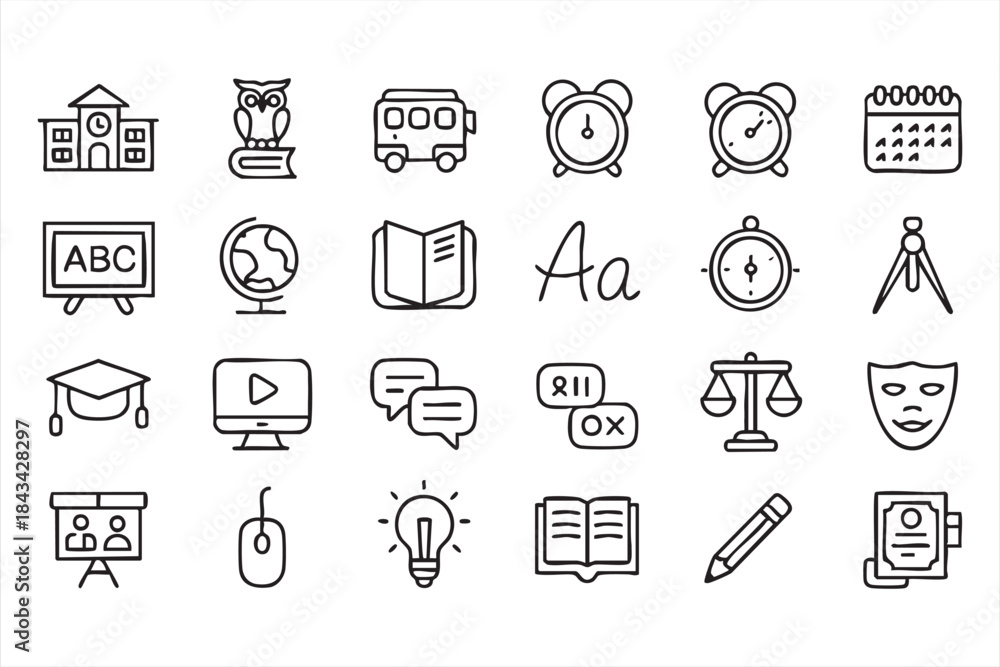 Fototapeta premium Education UI Icons for Courses Training and Classrooms