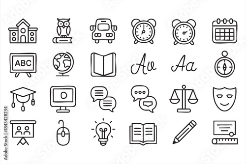 School and Academic Icons for Educational Web Interfaces
